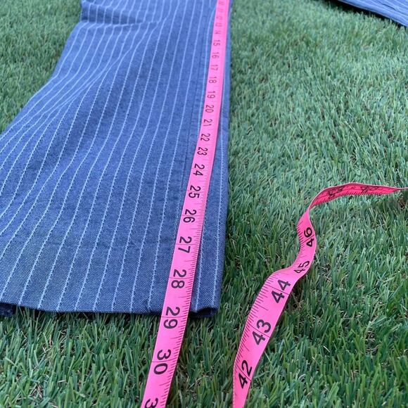 Marc Jacobs Women's Blue Pinstripe Twill Linen Trousers Size 8 - Picture 7 of 7